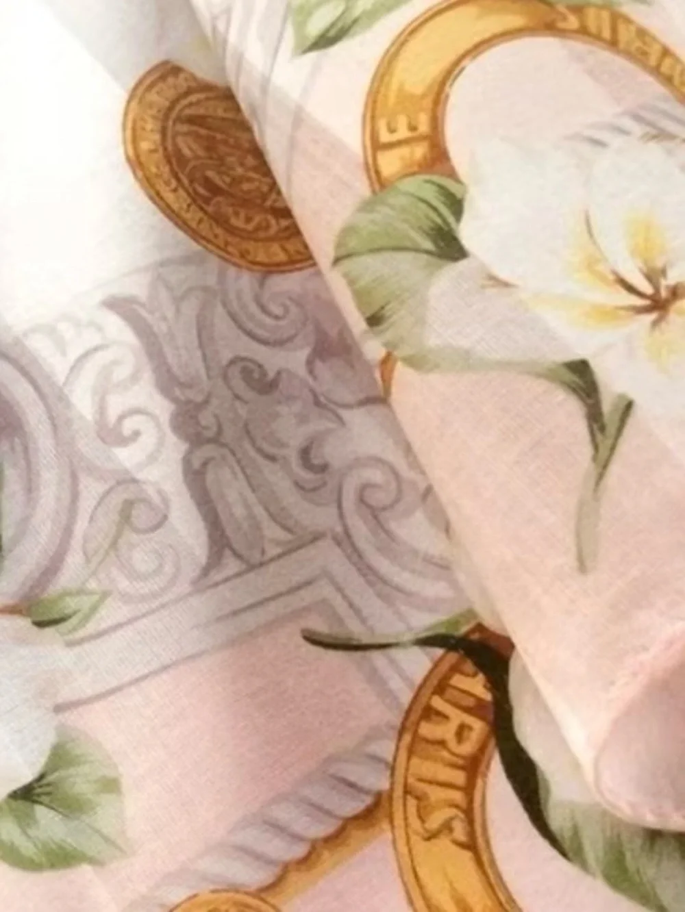 EUC Celine Paris Vintage Handkerchief White Plumeria - Coin and Ring